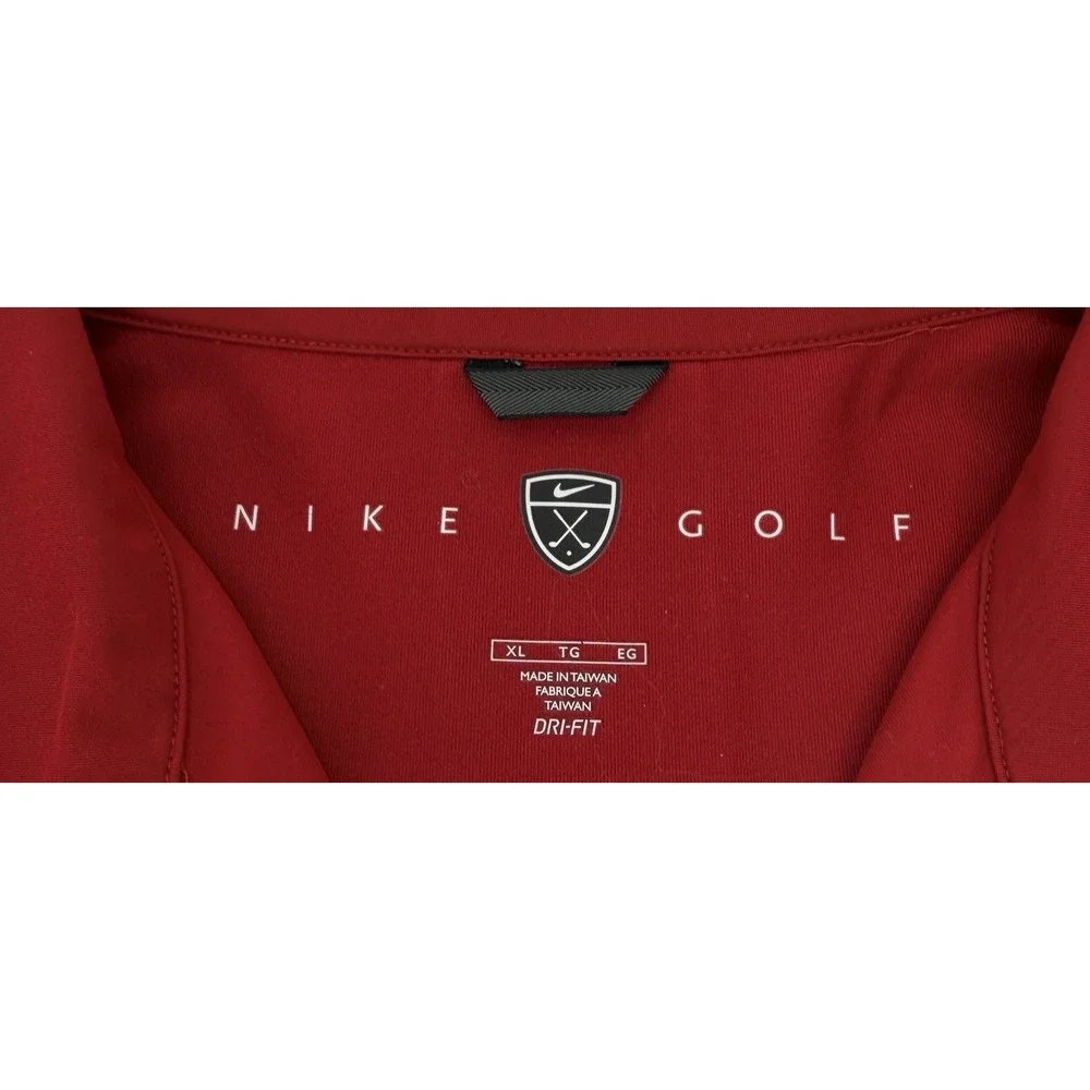 Nike Golf 1/4 Zip Pullover Men XL Dark Red‎ Dri Fit Long Sleeve Performance